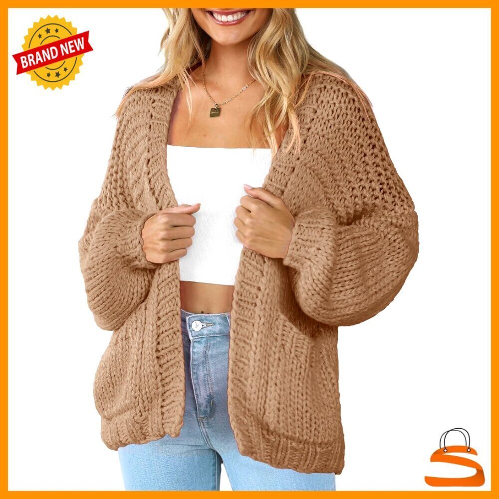 Soft Cable Knit Cardigan Oversized Boyfriend Fit Lightweight Sweater with
